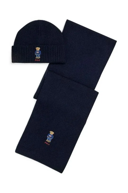 Polo Ralph Lauren wool blend beanie and scarf blue color 449959532