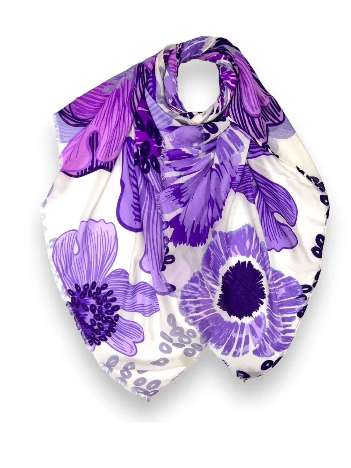 Purple Large Sketch Flower Scarf