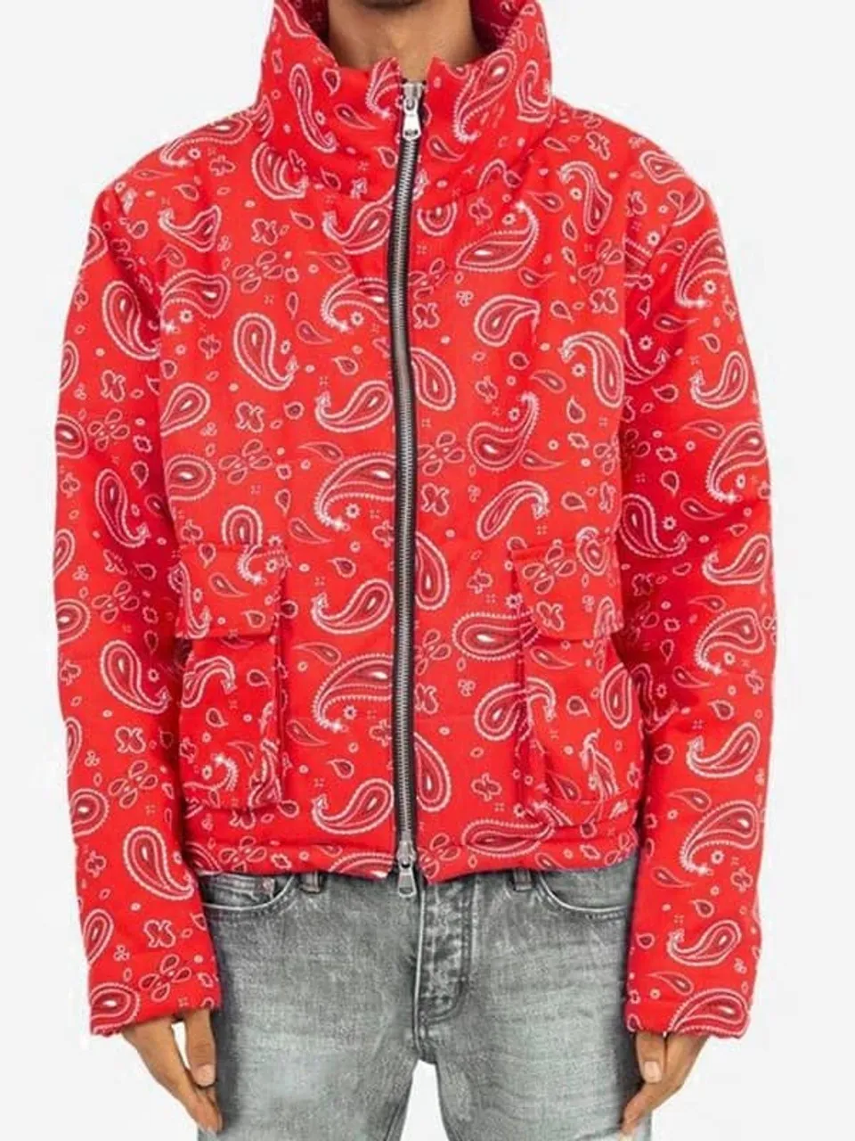 Red Bandana Puffer Jacket