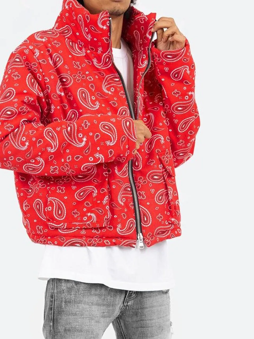 Red Bandana Puffer Jacket