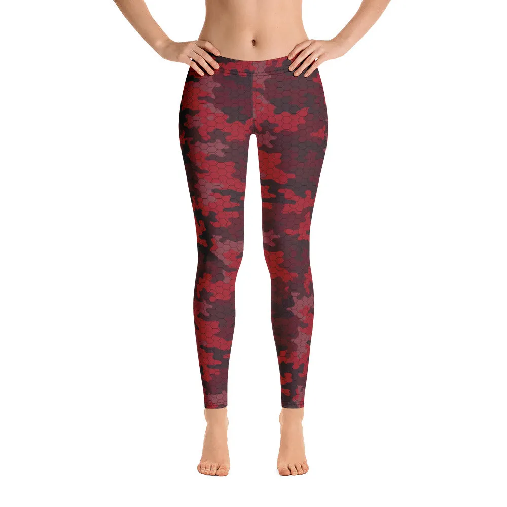 Red Camo Womens Leggings