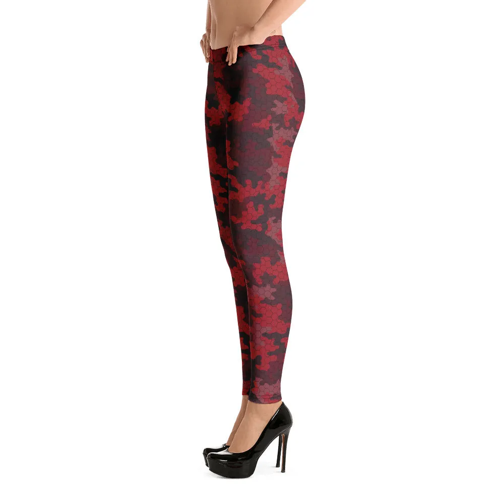 Red Camo Womens Leggings