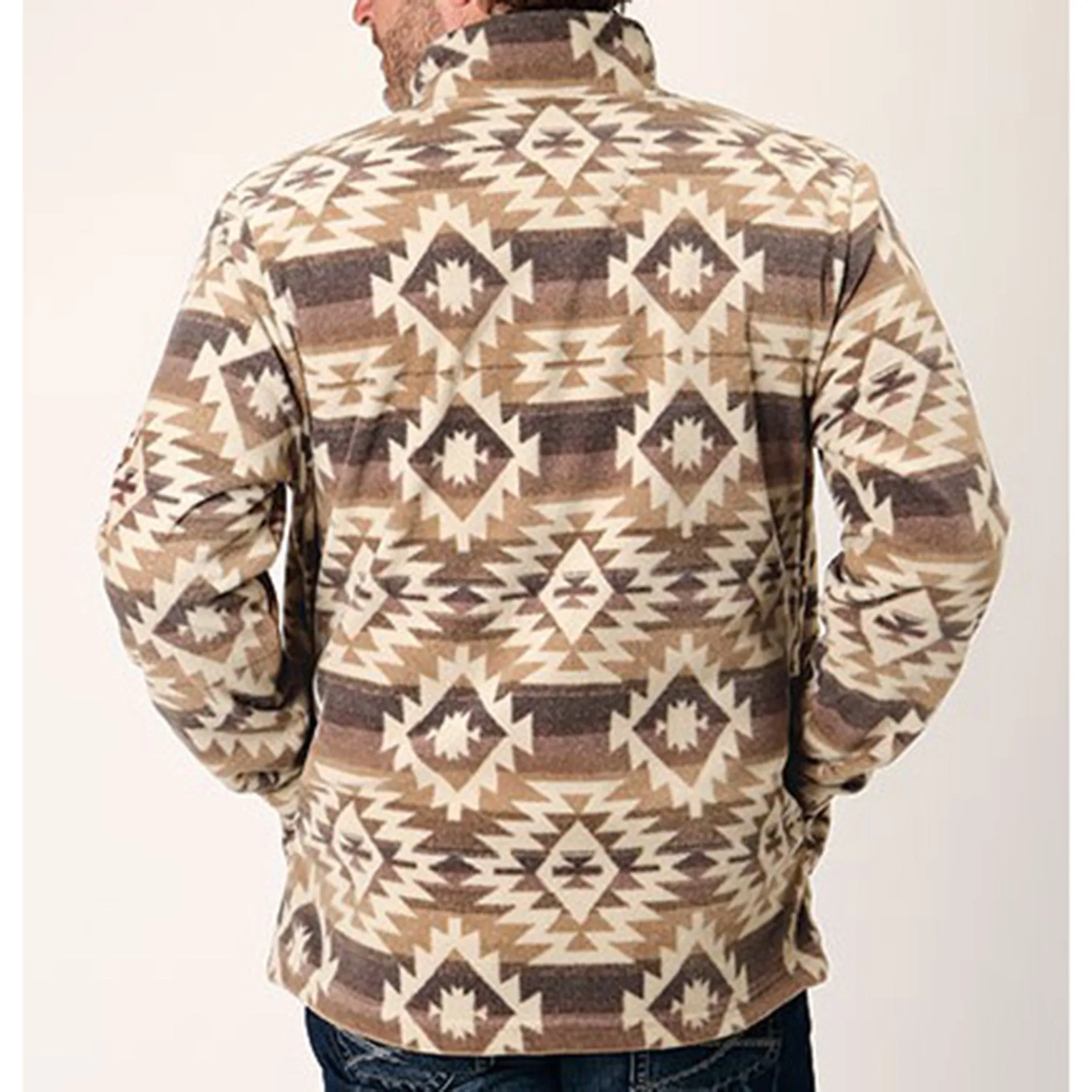 Roper Men's Brown/Khaki Aztec 1/4 Zip