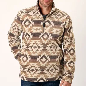 Roper Men's Brown/Khaki Aztec 1/4 Zip