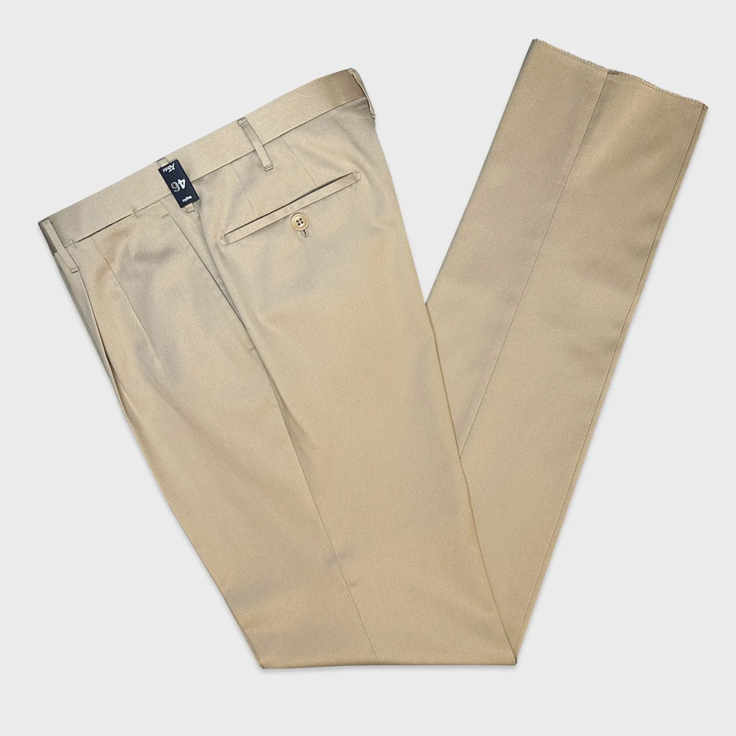 Rota Trousers Double Pleats Cotton Twill Beige