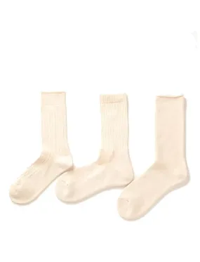 RoToTo Organic Daily 3 Pack Crew Socks Ecru