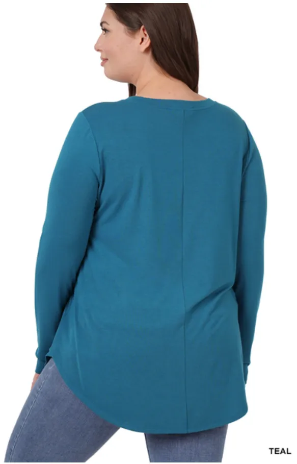 Scoop Me Up Long Sleeve Top in Teal