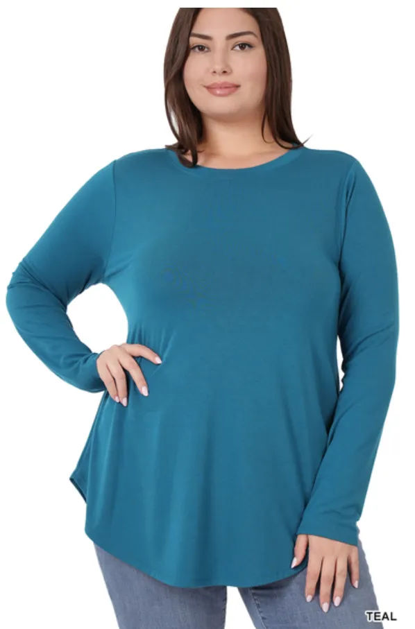 Scoop Me Up Long Sleeve Top in Teal