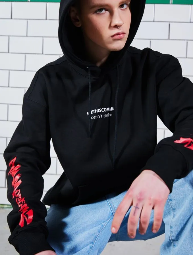 SHETHISCOMMA  |Unisex Street Style Long Sleeves Plain Cotton Oversized Logo