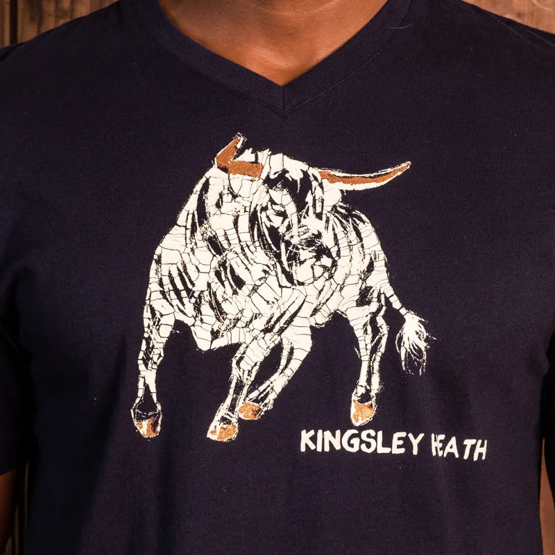 Sketchy Charcoal Nguni V-Neck Tee Midnight