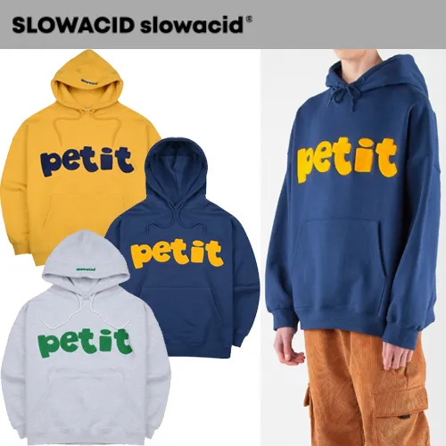 SLOW ACID  |Unisex Street Style Long Sleeves Logo Hoodies