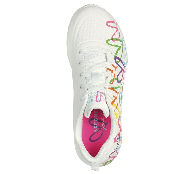 SNEAKERS DONNA SKECHERS JGOLDCROWN UNO LITE - HEART OF HEART WHITE 177977 WMLT