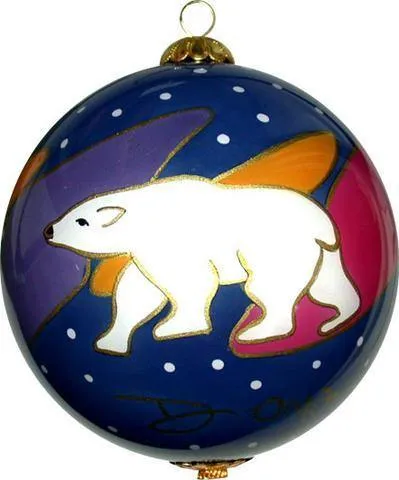 'Snow Bear' Dawn Oman Glass Ornament