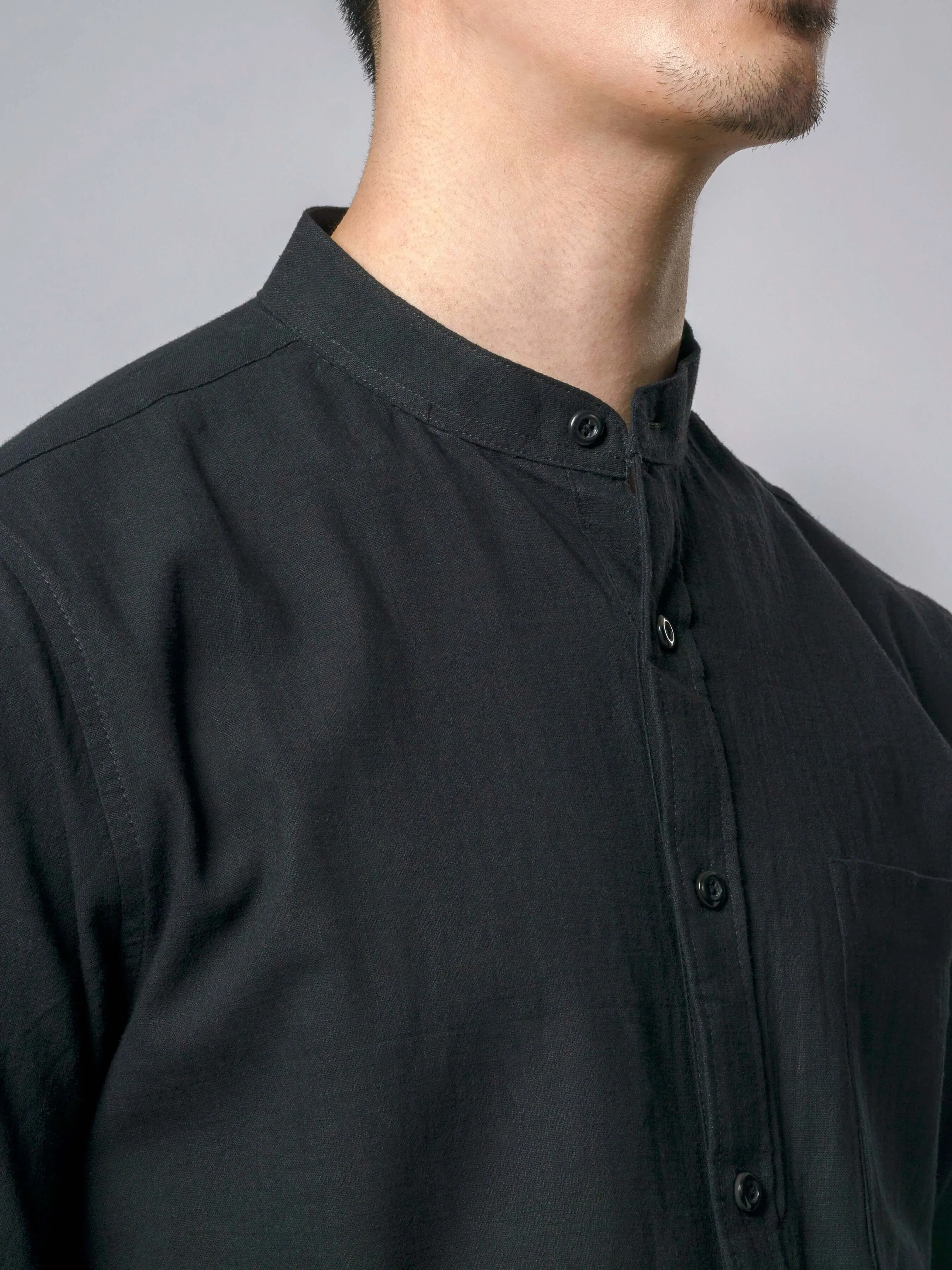 Stand Collar Shirt - Black