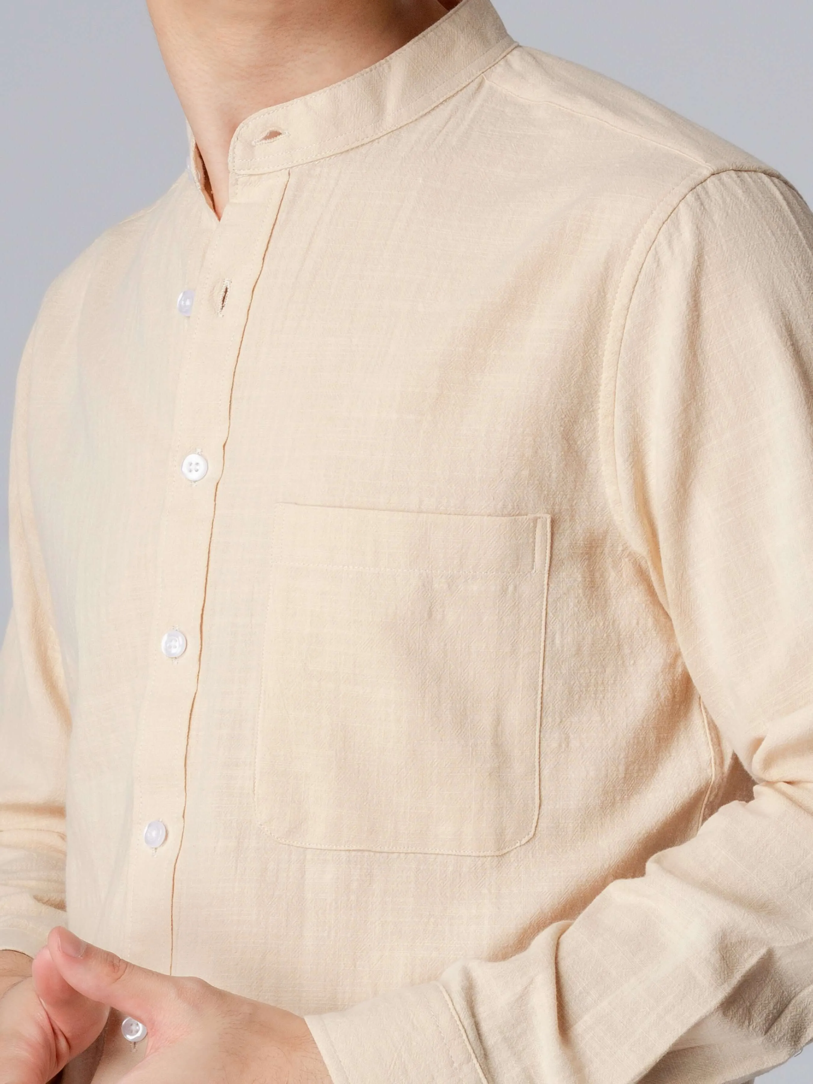 Stand Collar Shirt - Cream