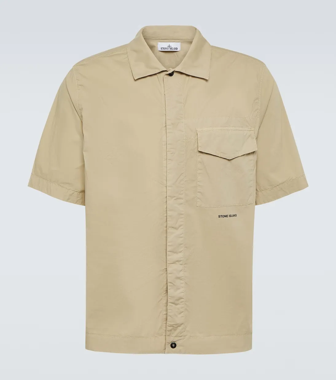 STONE ISLAND  |Button-down Street Style Plain Cotton Short Sleeves Logo