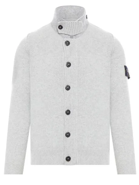 STONE ISLAND  |Button-down Wool Plain Logos on the Sleeves Logo Cardigans