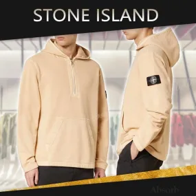 STONE ISLAND  |Street Style Long Sleeves Plain Cotton Logo Hoodies