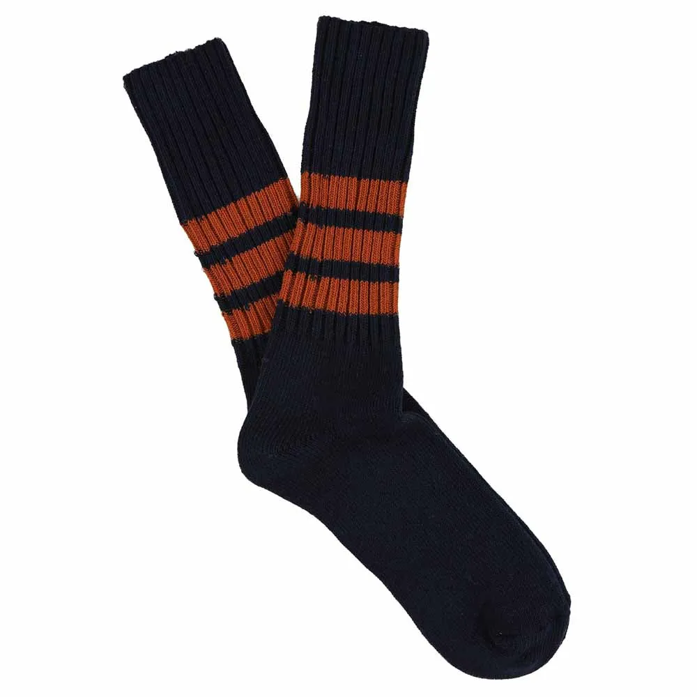 Stripes Crew Socks - Blue / Rust