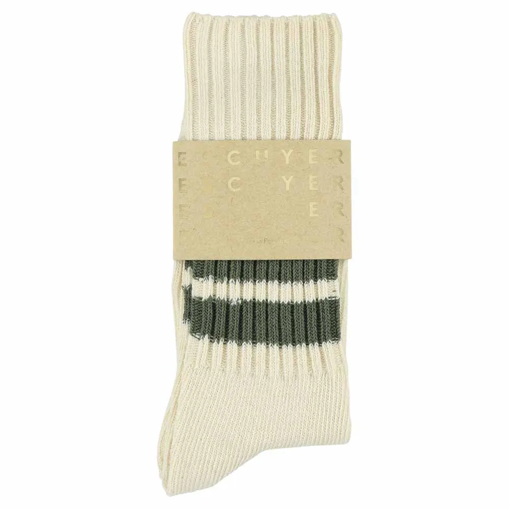 Stripes Crew Socks - Ecru / Khaki