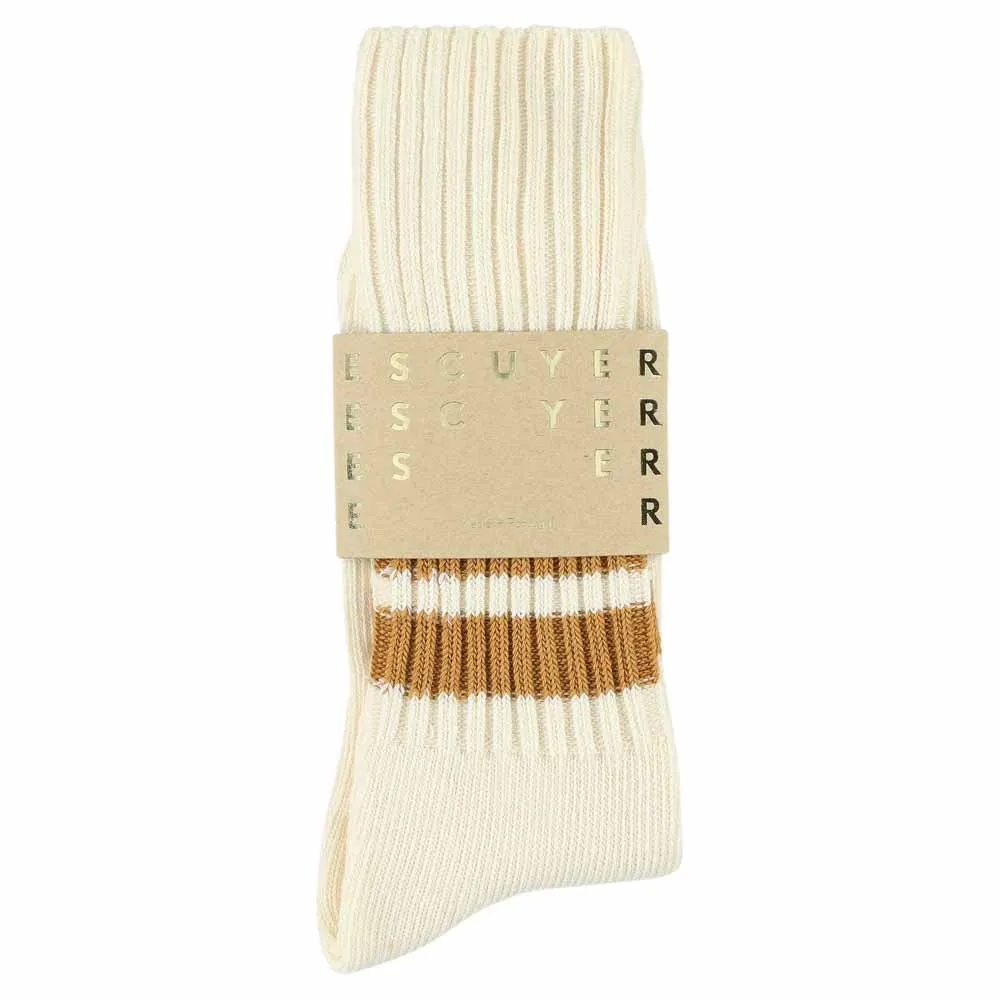 Stripes Crew Socks - Ecru / Mustard