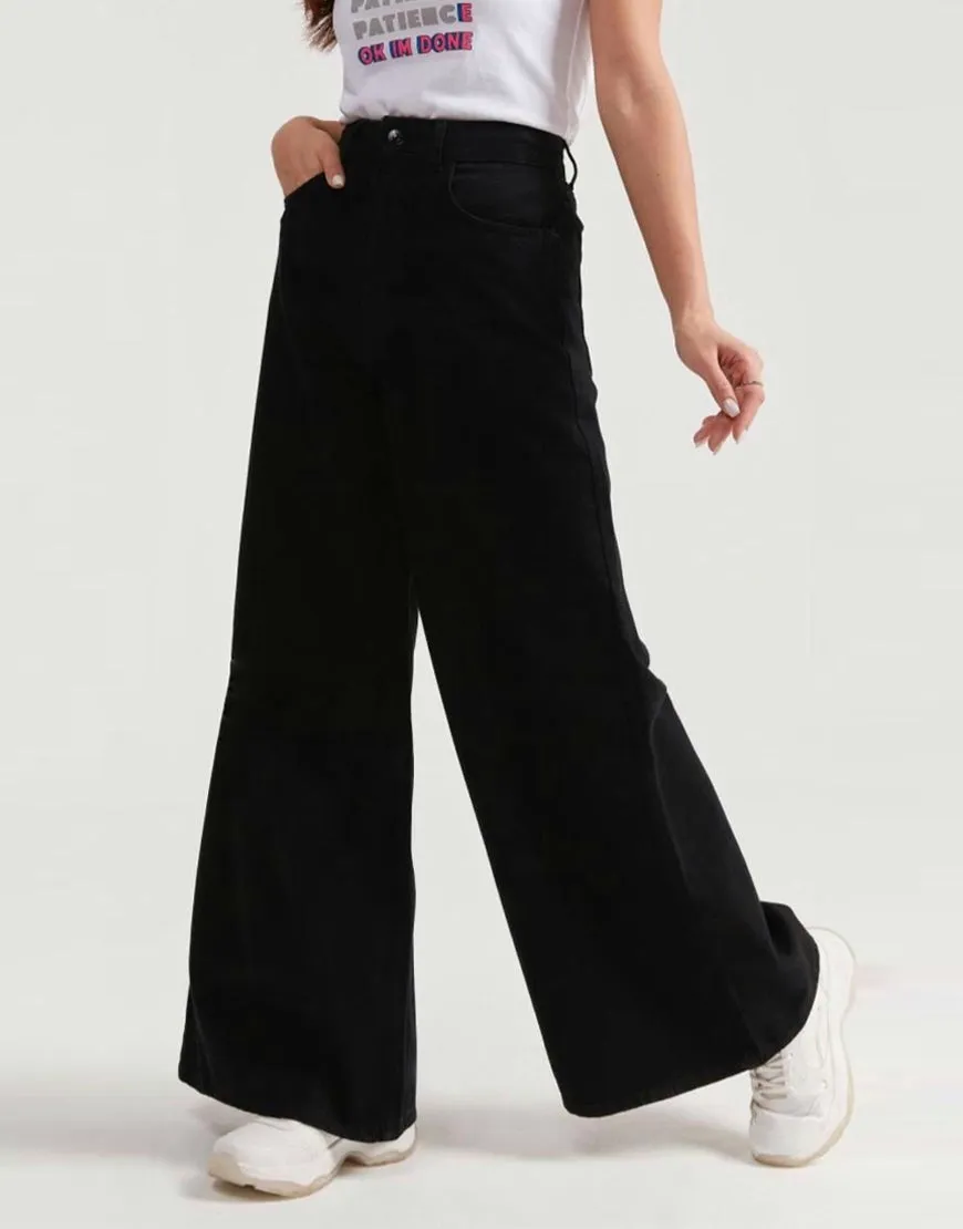 Super Wide Leg Jeans Jet Black