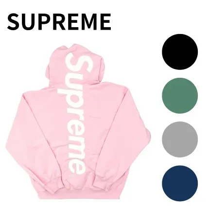 Supreme  |Unisex Street Style Plain Logo Skater Style Hoodies