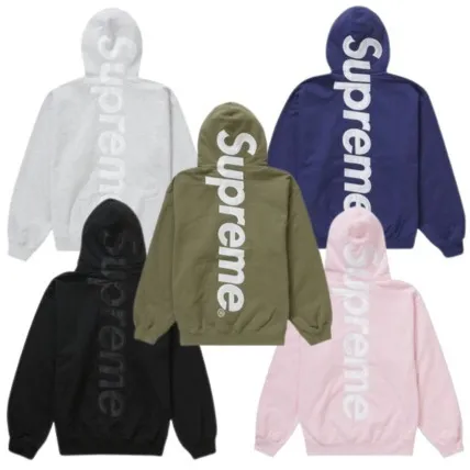 Supreme  |Unisex Street Style Plain Logo Skater Style Hoodies