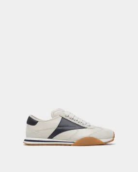 Sussex Sneaker In White And Navy Blue Leather 