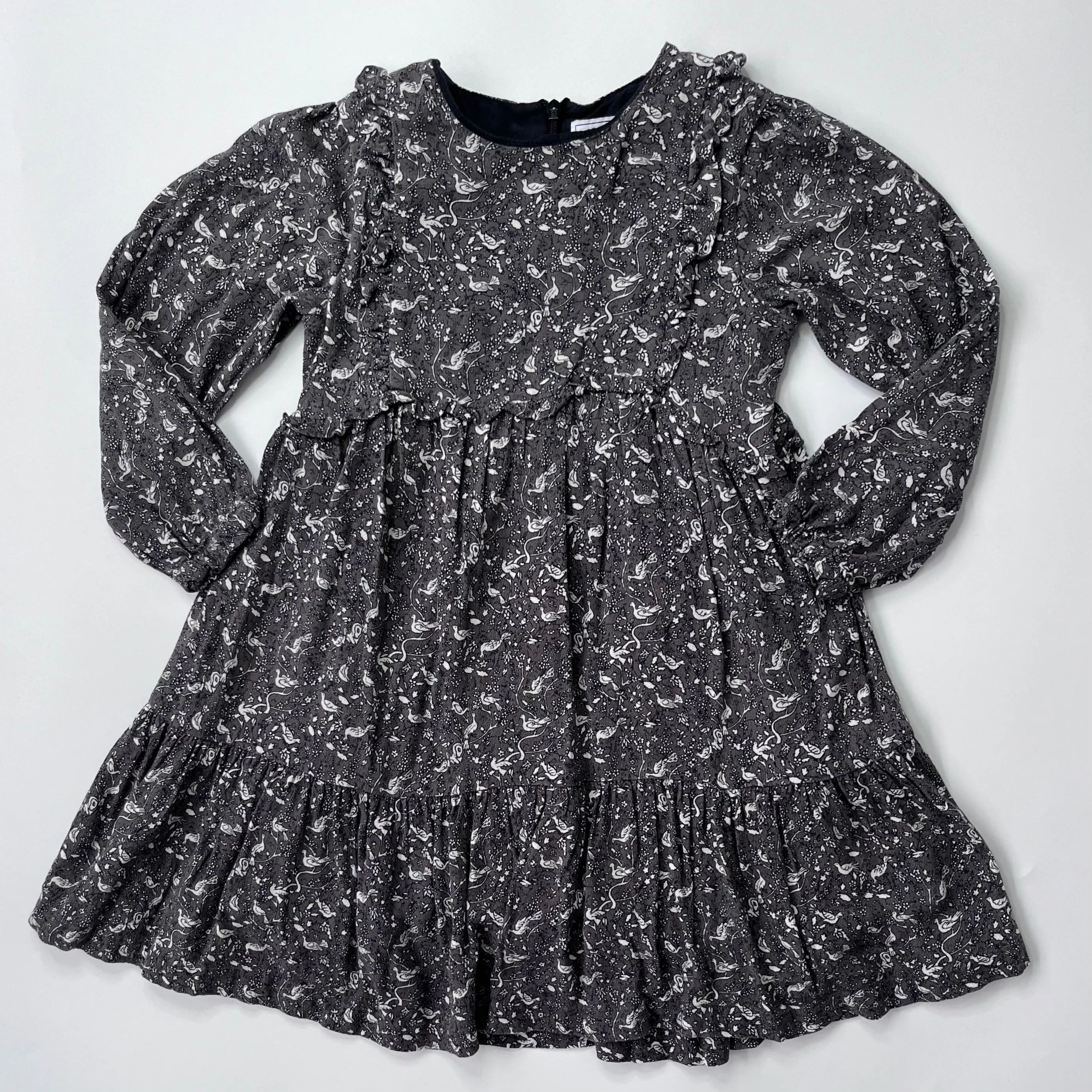 Tartine et Chocolat Grey Bird Print Dress: 4 Years