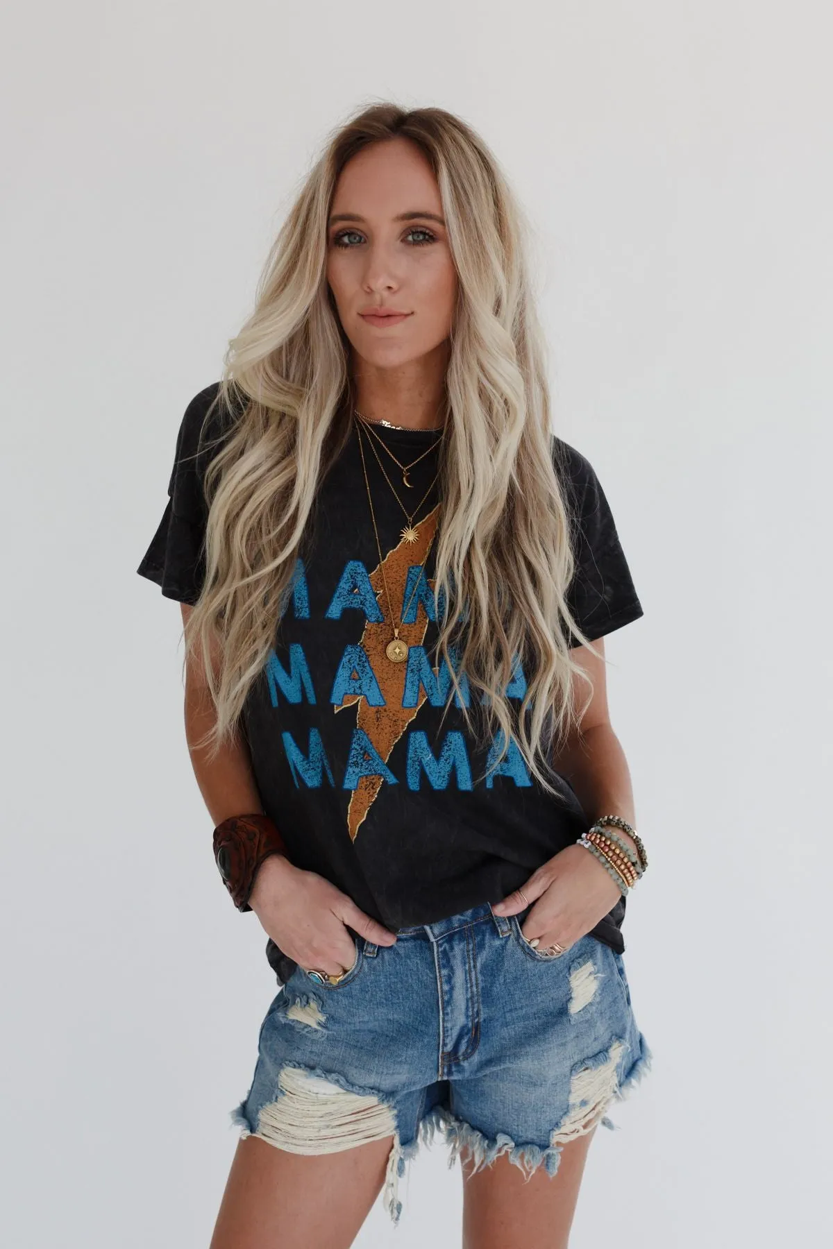 Thunder Mama Vintage Graphic Tee - Charcoal