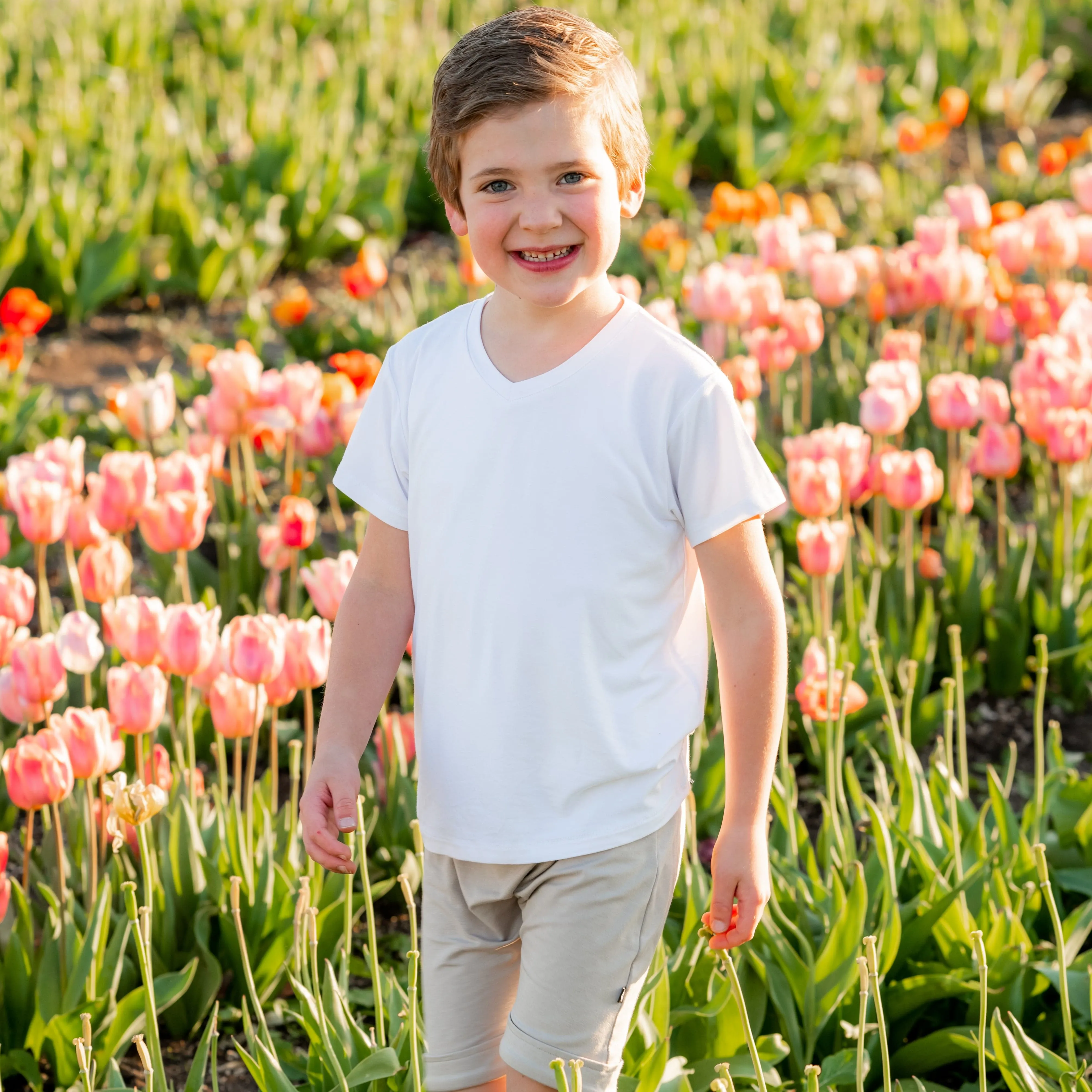 Toddler V-Neck Tee in Snow