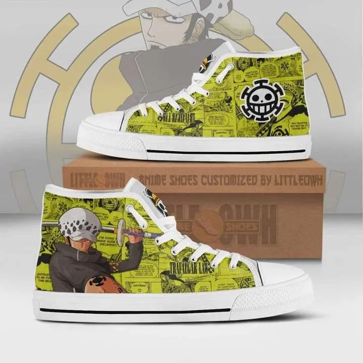 Trafalgar D Water Law High Top Shoes One Piece Anime Canvas Converse Snakers