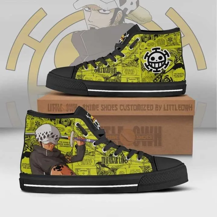 Trafalgar D Water Law High Top Shoes One Piece Anime Canvas Converse Snakers