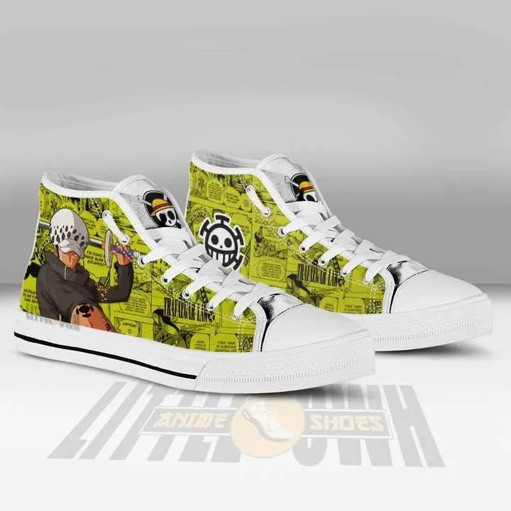 Trafalgar D Water Law High Top Shoes One Piece Anime Canvas Converse Snakers