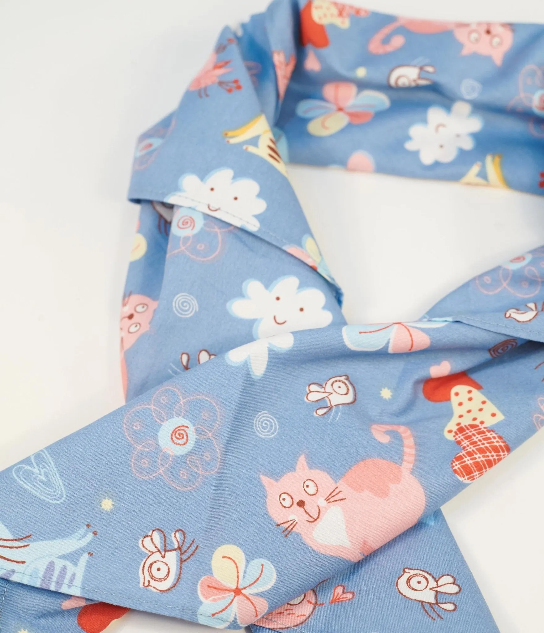 Unique Vintage Light Blue Cat Print Hair Scarf