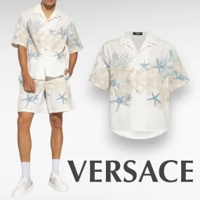 VERSACE  |Button-down Tropical Patterns Unisex Street Style Tie-dye