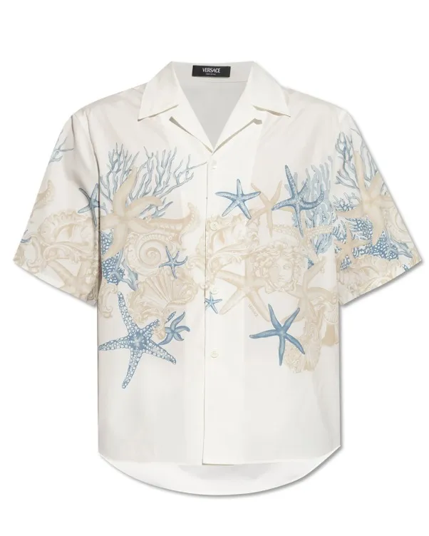 VERSACE  |Button-down Tropical Patterns Unisex Street Style Tie-dye