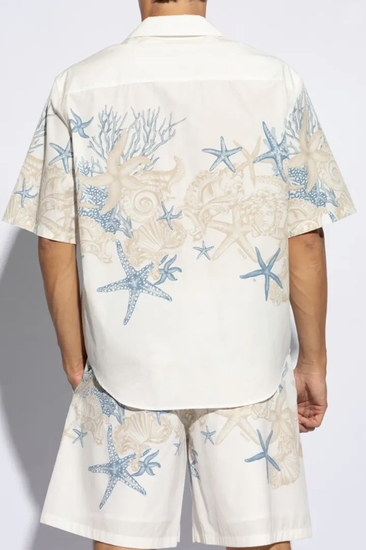 VERSACE  |Button-down Tropical Patterns Unisex Street Style Tie-dye