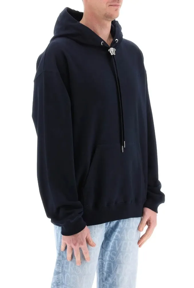 VERSACE  |Street Style Long Sleeves Plain Cotton Logo Luxury Hoodies