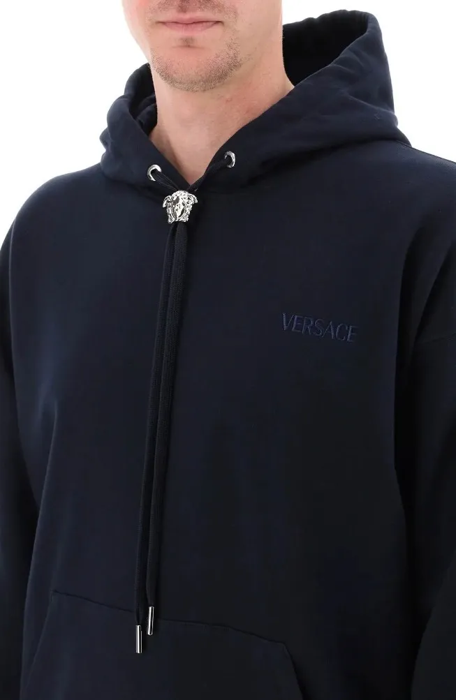 VERSACE  |Street Style Long Sleeves Plain Cotton Logo Luxury Hoodies