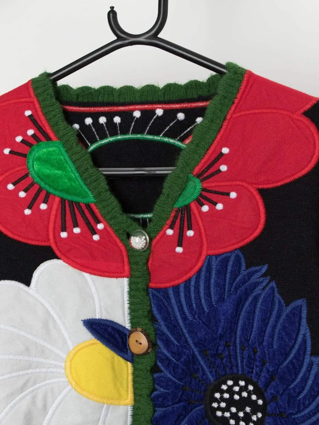 Vintage bold appliqué floral cardigan – Medium / Large