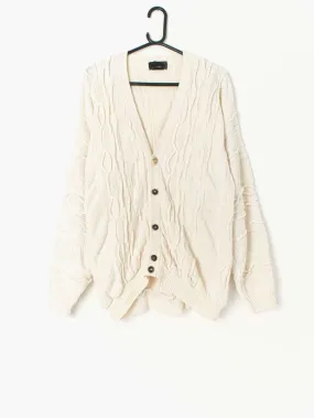 Vintage white minimalist Coogi style cardigan – Medium / Large