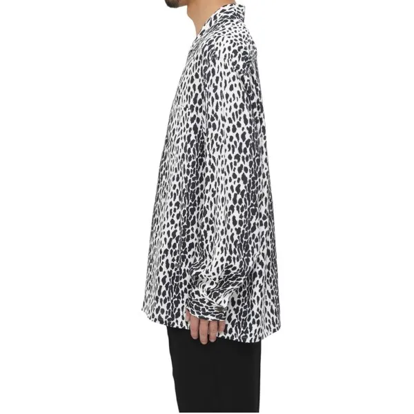 WACKO MARIA  |Button-down Leopard Patterns Street Style Long Sleeves Logo