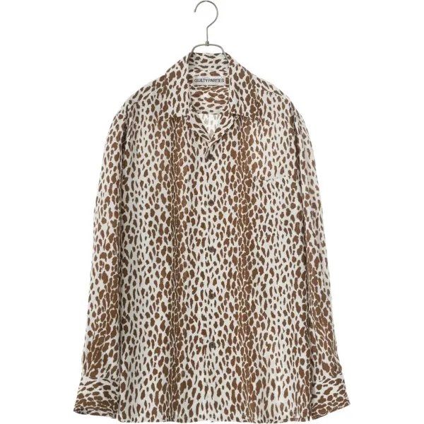 WACKO MARIA  |Button-down Leopard Patterns Street Style Long Sleeves Logo