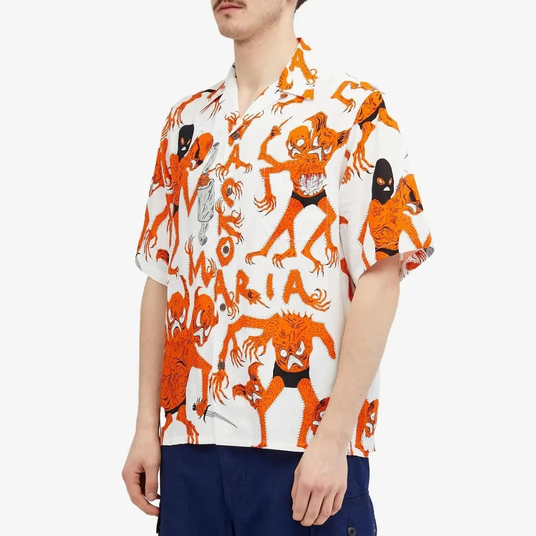 WACKO MARIA  |Button-down Street Style Other Animal Patterns Short Sleeves