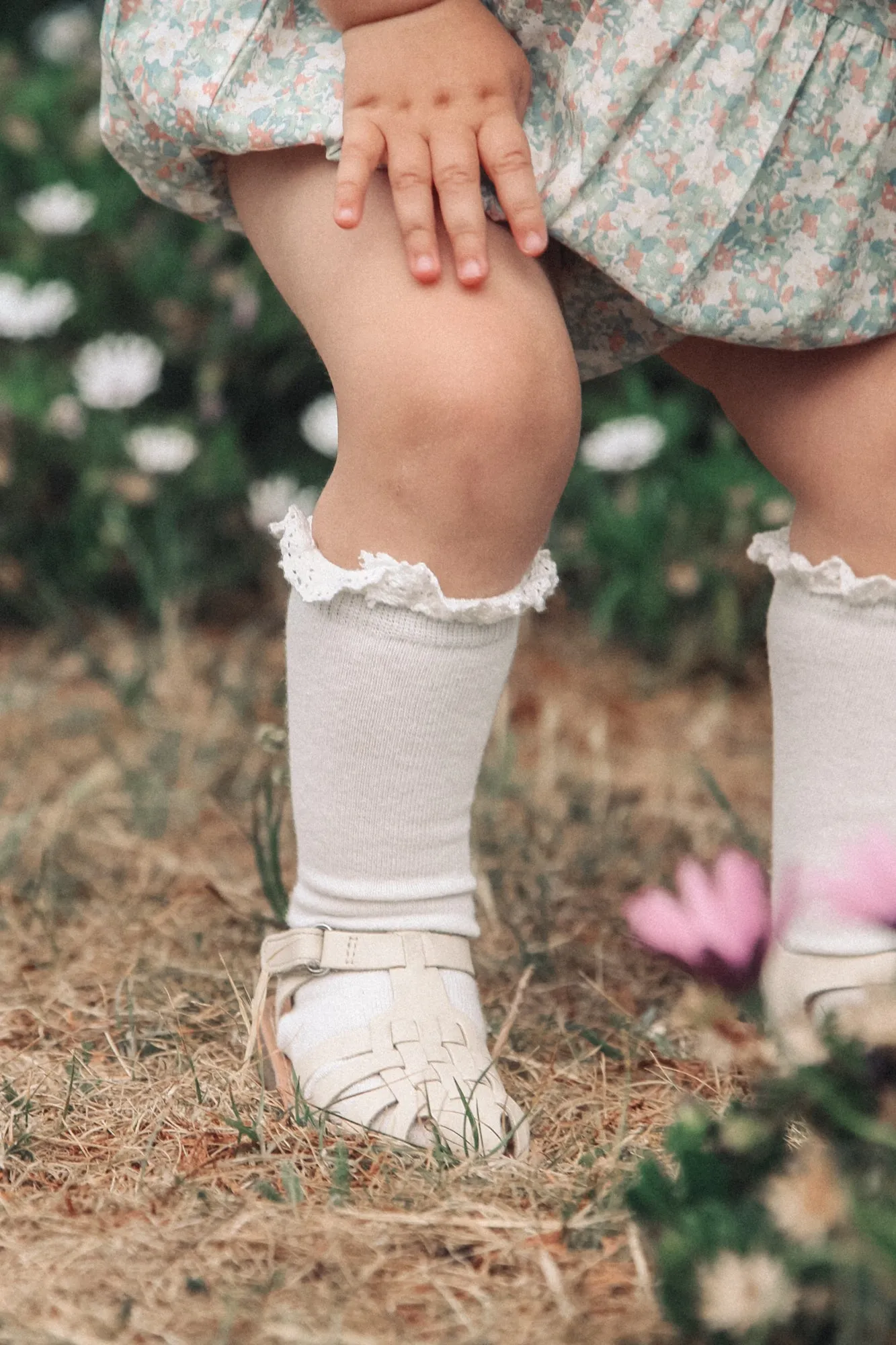 White Lace Trim Knee High Socks