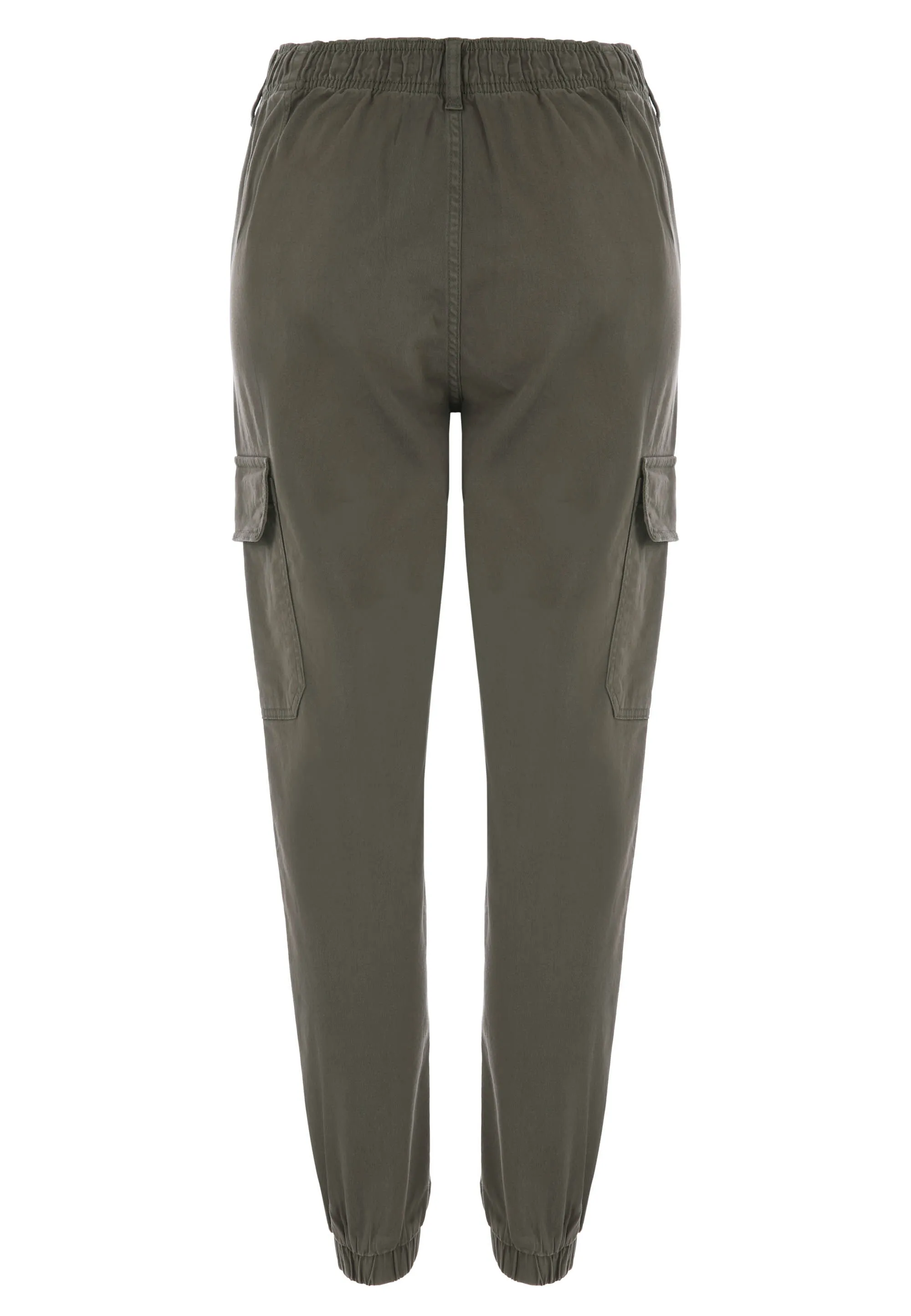 Womens Khaki Cuffed Cargo Trousers