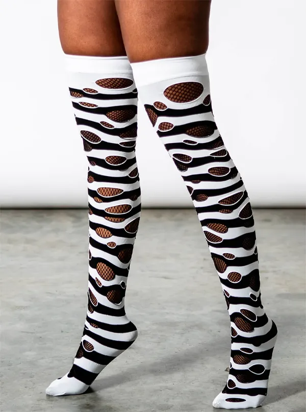 Wretched Soul Distressed Knee High Socks