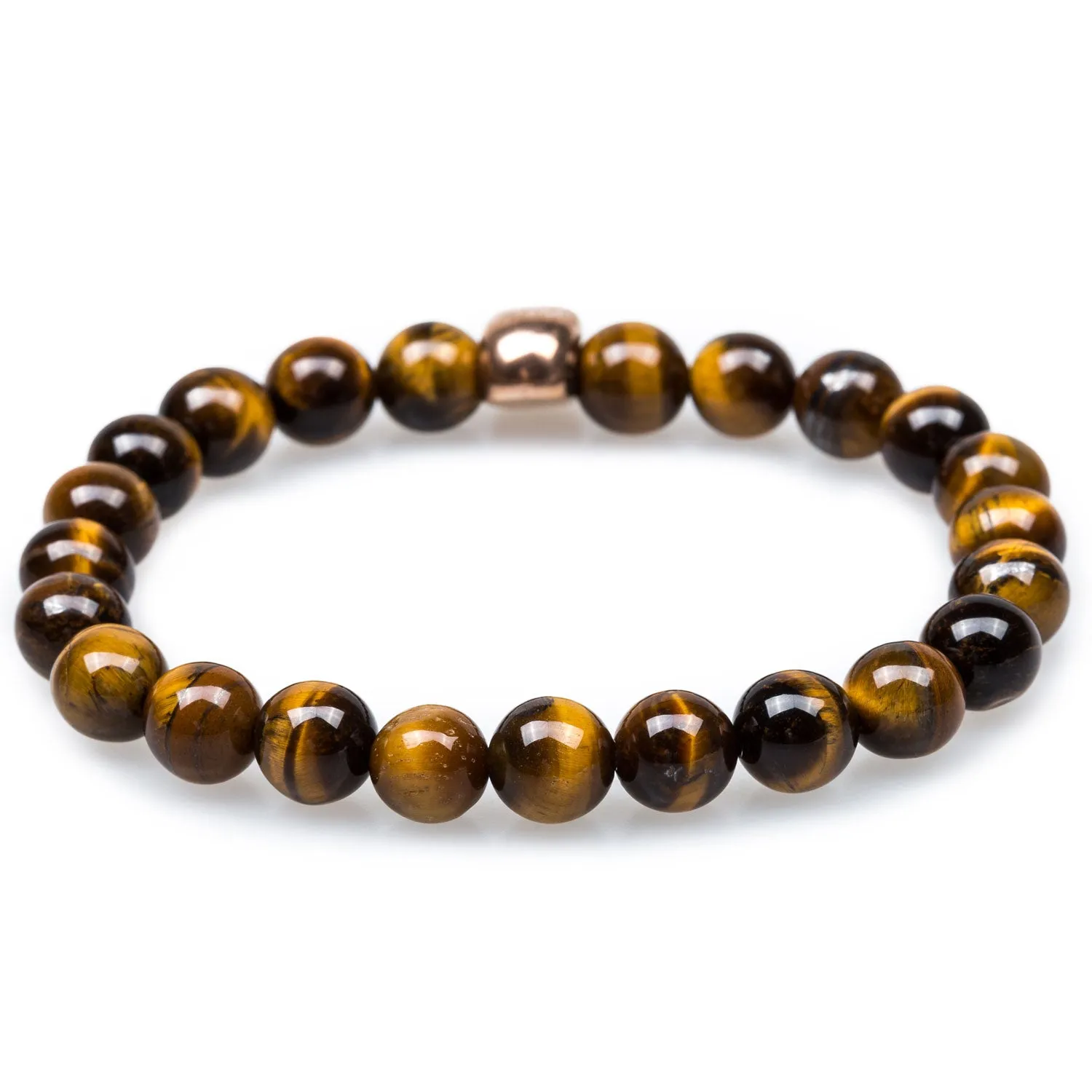 Yellow Tiger's Eye Rose Gold Skull Bracelet